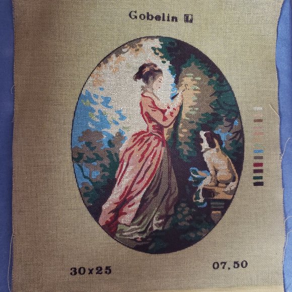 Needlepoint Girl with Dog Pattern - Picture 1 of 4